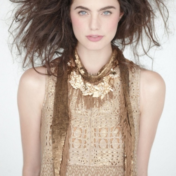 Anthropologie Tops - Anthropologie Crochet Ardita tank top in gold tan